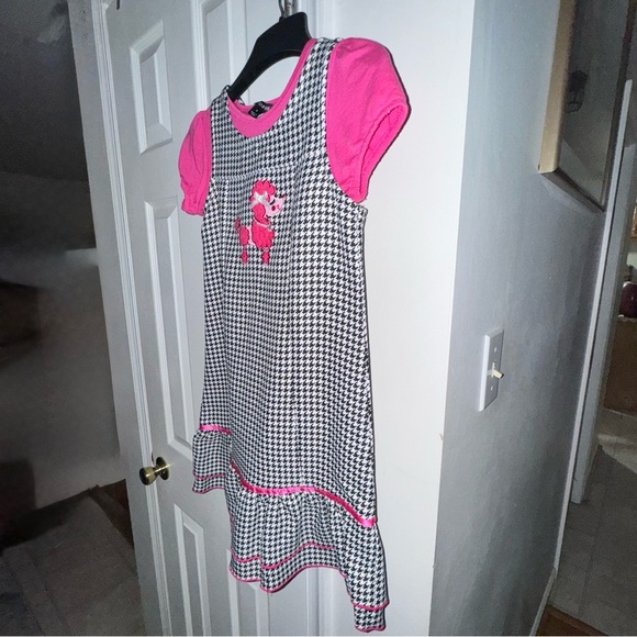 George Girls Size 8 Poodle Dress Set Black Houndstooth Pink Shirt Ruffle Hem NWT - Picture 7 of 14